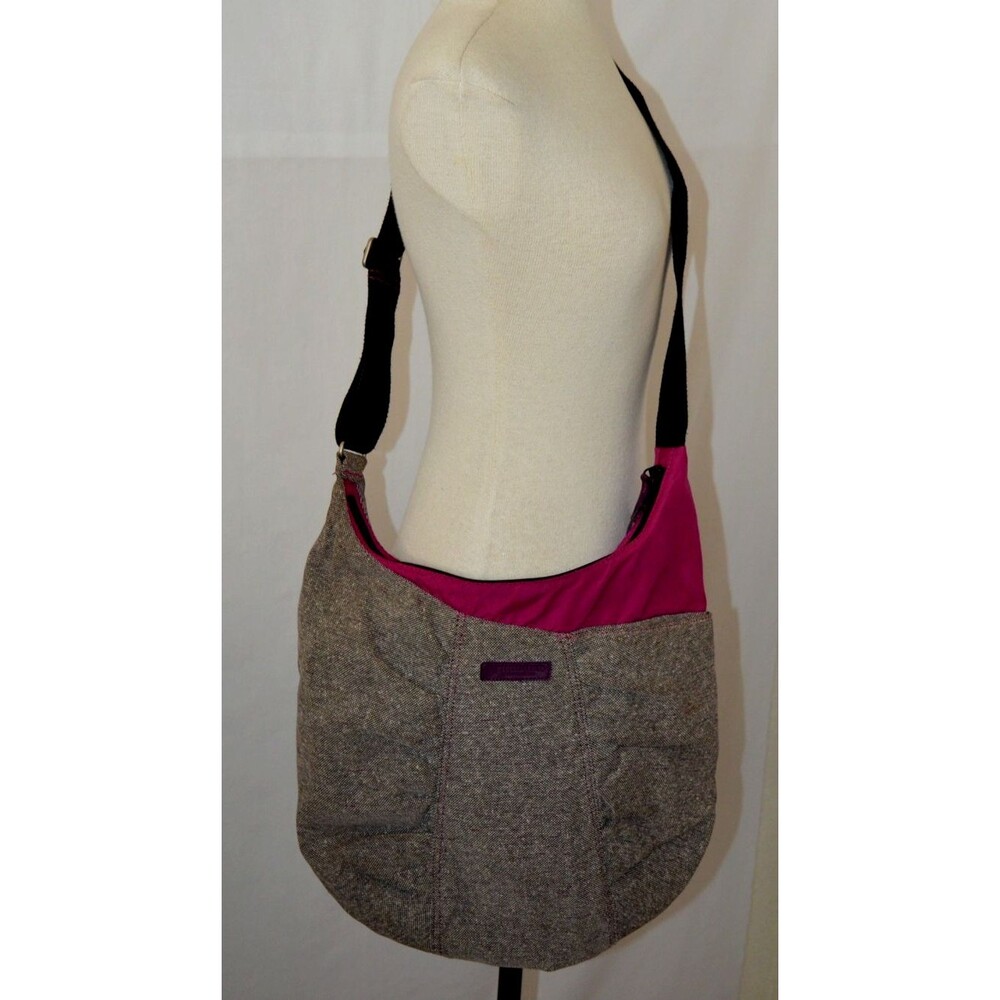Timbuk2 Cargo Tote Hobo Bag Gray Tweed Pink Nylon Adjustable Shoulder Strap